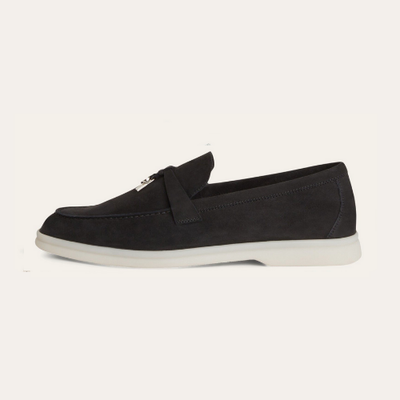 Seitenansicht der Damen Loafers in Schwarz Suede
