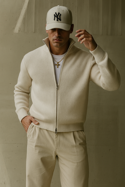 Frontansicht des Herren Full Zip Hoodies in weicher Baumwollmischung