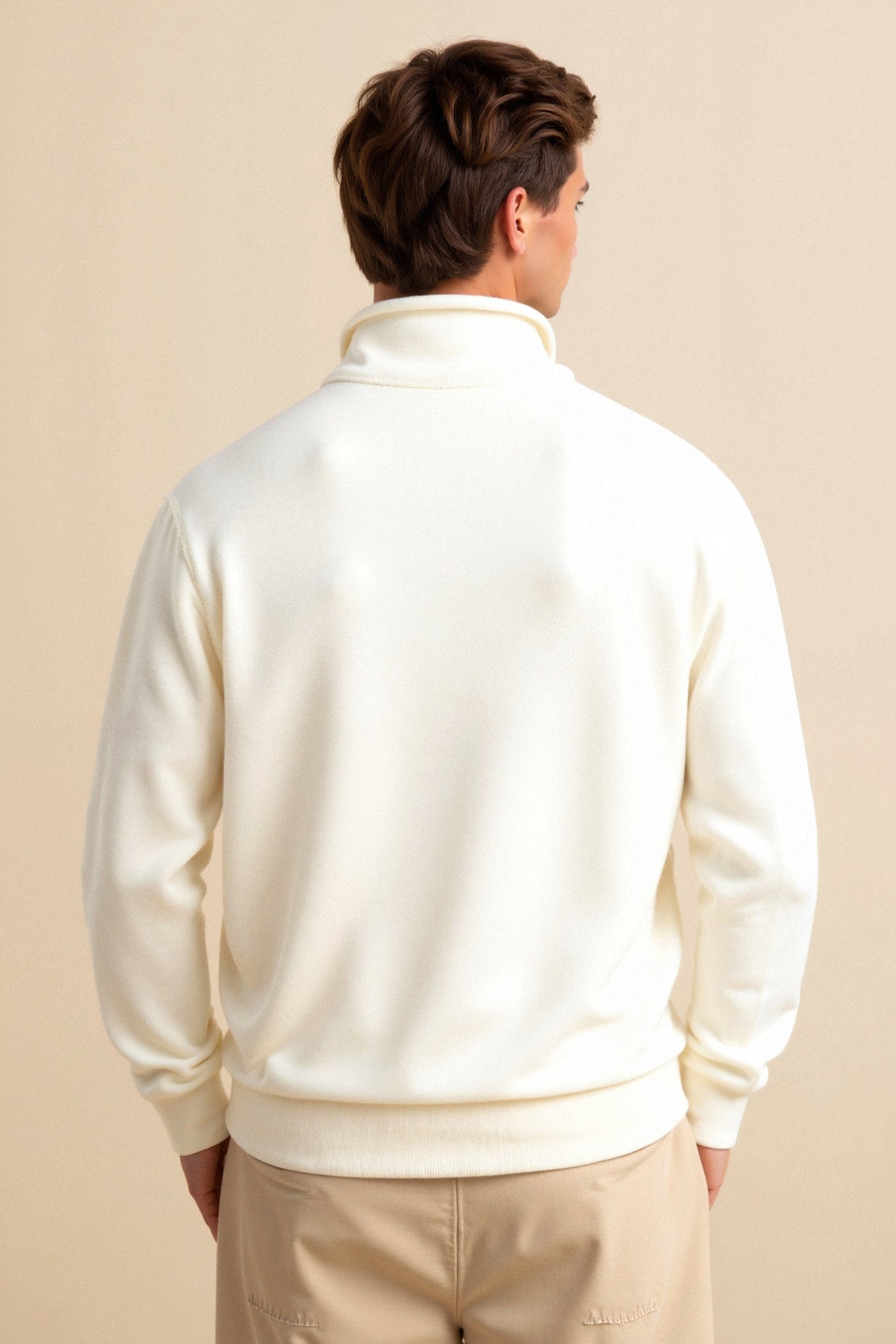 Rückansicht des Herren Klassische Zip-Up Hoodies in klassischer Baumwollmischung