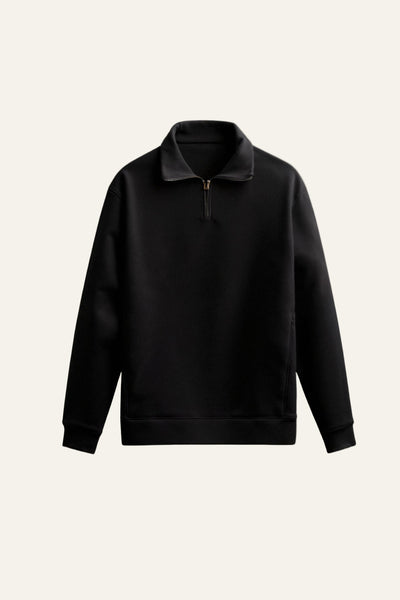 Frontansicht des Herren Klassische Zip-Up Hoodies in klassischer Baumwollmischung Schwarz