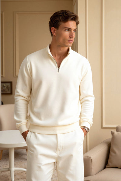 Herren Klassische Zip-Up Hoodie in klassischer Baumwollmischung Model
