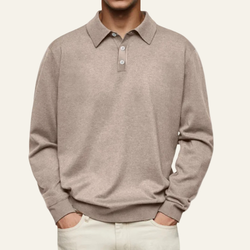 Frontansicht des Langarm-Poloshirts