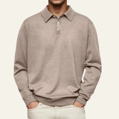 Frontansicht des Langarm-Poloshirts