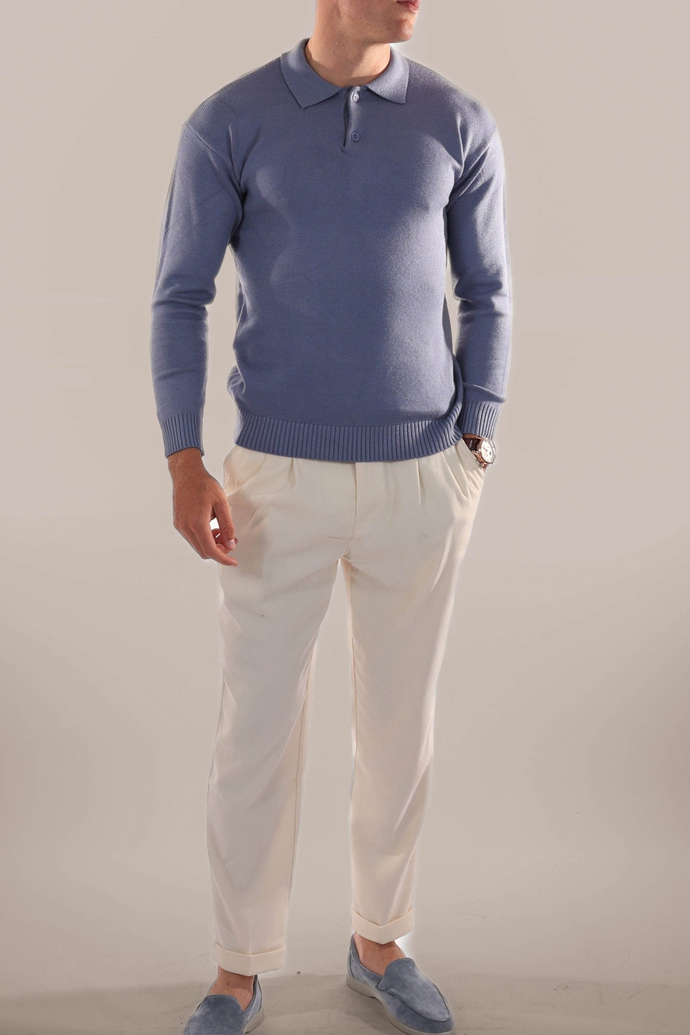 Langarm-Poloshirt Model