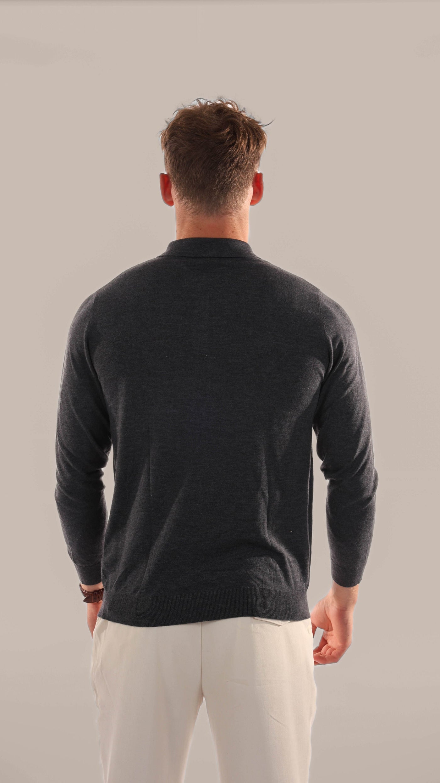 Rückansicht des Metz Langarm-Poloshirts
