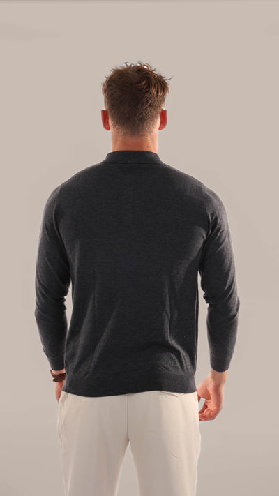 Rückansicht des Metz Langarm-Poloshirts