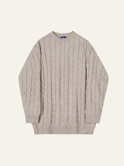 Frontansicht des Wollpullovers in Beige